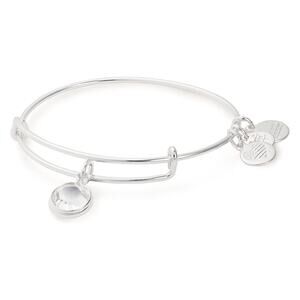 NEW Alex and Ani Birthstone Bracelet Bangle April Clear Crystal Charms Silver